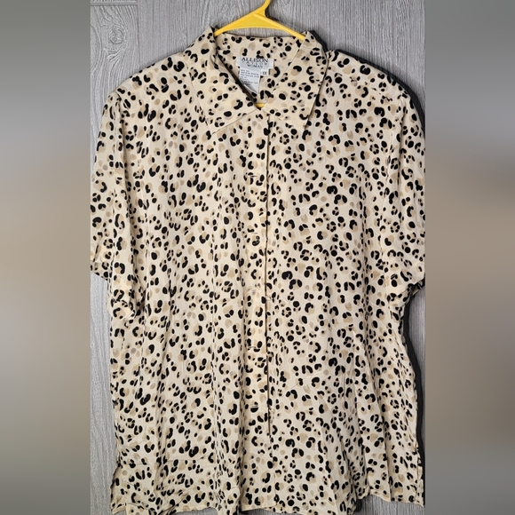 Vintage Allison Taylor cheetah print button-down blouse size 1X. - Picture 1 of 3